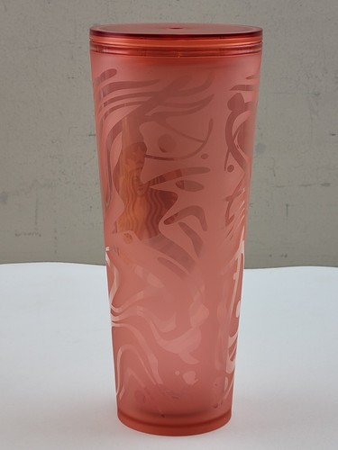 Starbucks Orange Moana Abstract Soft Touch 24oz Venti Tumbler Cup - NO STRAW! - Picture 2 of 6