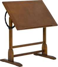 Vintage Rustic Oak Top Adjustable Drafting Craft Drawing Hobby Table Writing Stu