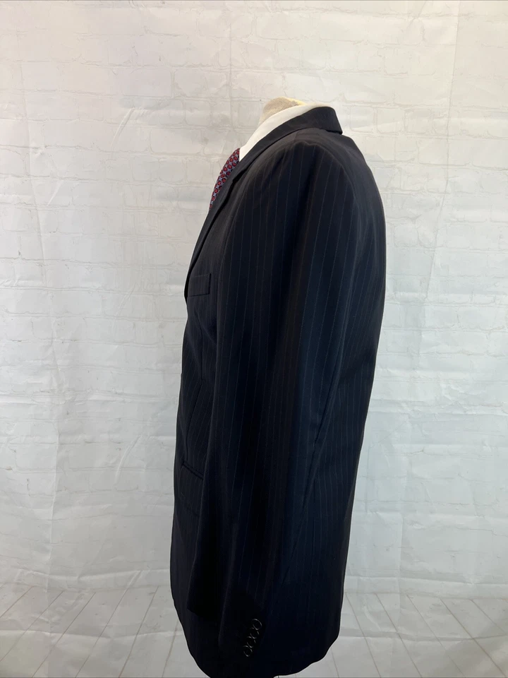 Blazer Barney's New York Para Hombre Azul Marino Oscuro Negro Rayas Lana 40R $895 Foto 4 de 4