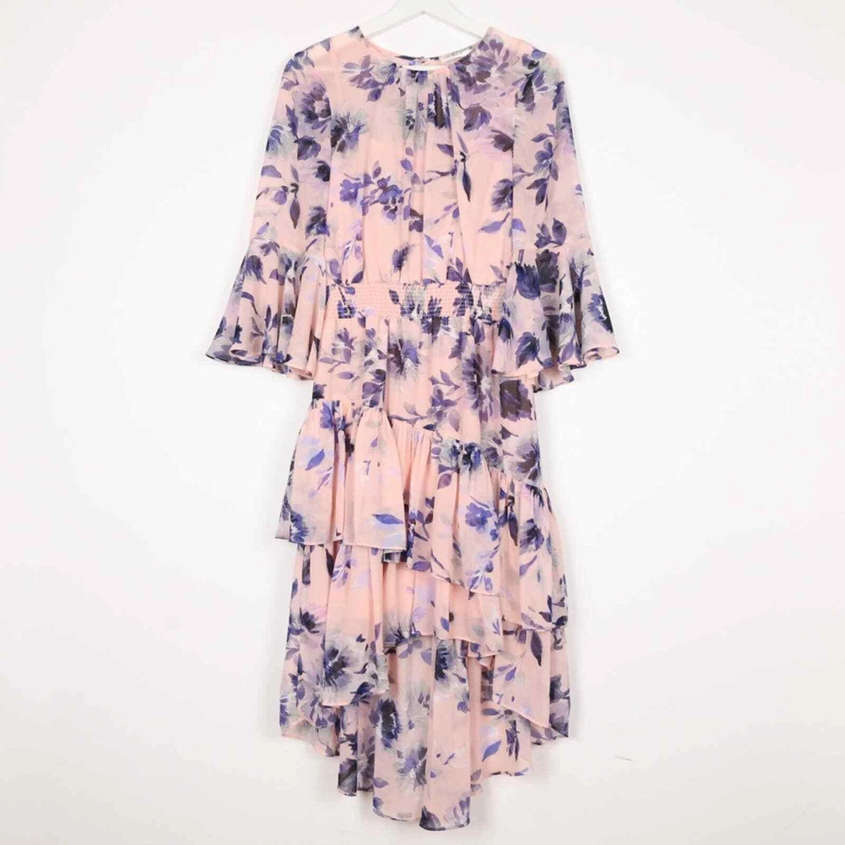 Eliza J Tiered Ruffle Chiffon Dress Blush eBay