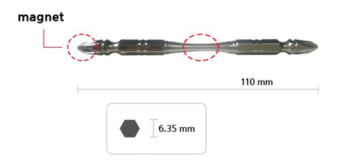 MAKITA A-49600 Double Ended Silver Torsion Screw Bit 1/4" PH2 110mm kor - Picture 3 of 3