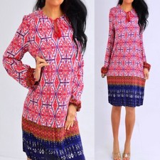 BEACHLUNCHLOUNGE Red Blue Mint Green Long Sleeve Dress M Medium