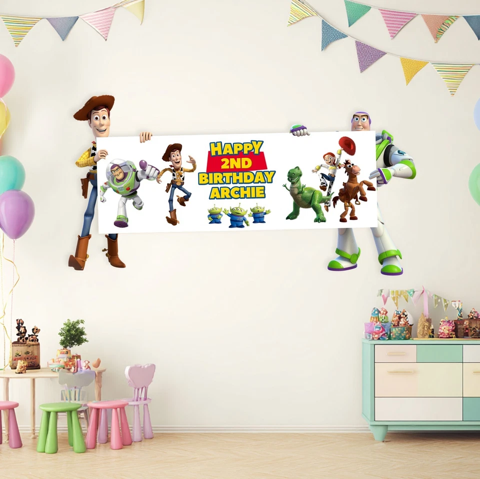 3D Woody & Buzz D3 персонализированный баннер вечеринка день рождения история игрушек для мальчиков девочек - Изображение 2 из 2