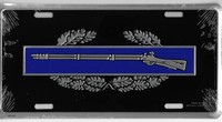 Combat Infantry Badge On Black W/musket Metal License Plate Embossed Car Tag Combat Infantry Badge On Black W/musket Metal License Plate Embossed Car Tag