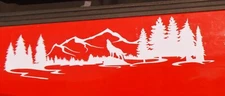 Wolf Mountain Tree Scene Vinyl Decal -Sticker for Jeep Car Truck Bumper Window