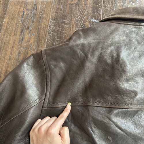Structure Men’s Leather Jacket Brown Vintage Softshell Button Up Lined Sz Large - Picture 13 of 13
