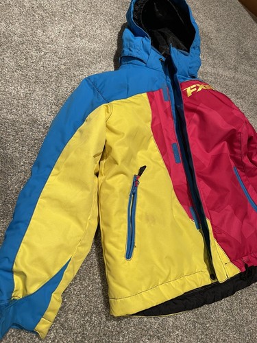 FXR Girls Child Vertical Jacket Sz 10 Fuchsia Snowmobile Snow Winter Insulated - Picture 2 of 12
