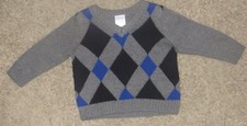 Gymboree Best in Blue Argyle V-Neck Sweater Size 3-6 3 6 Months