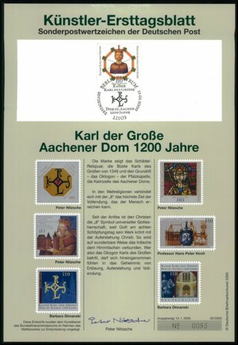 BRD KÜNSTLER-ETB 2000/02 2088 AAACHEN DOM KARL DER GRANDE DEVOLUCIONES!!! - Imagen 1 de 2