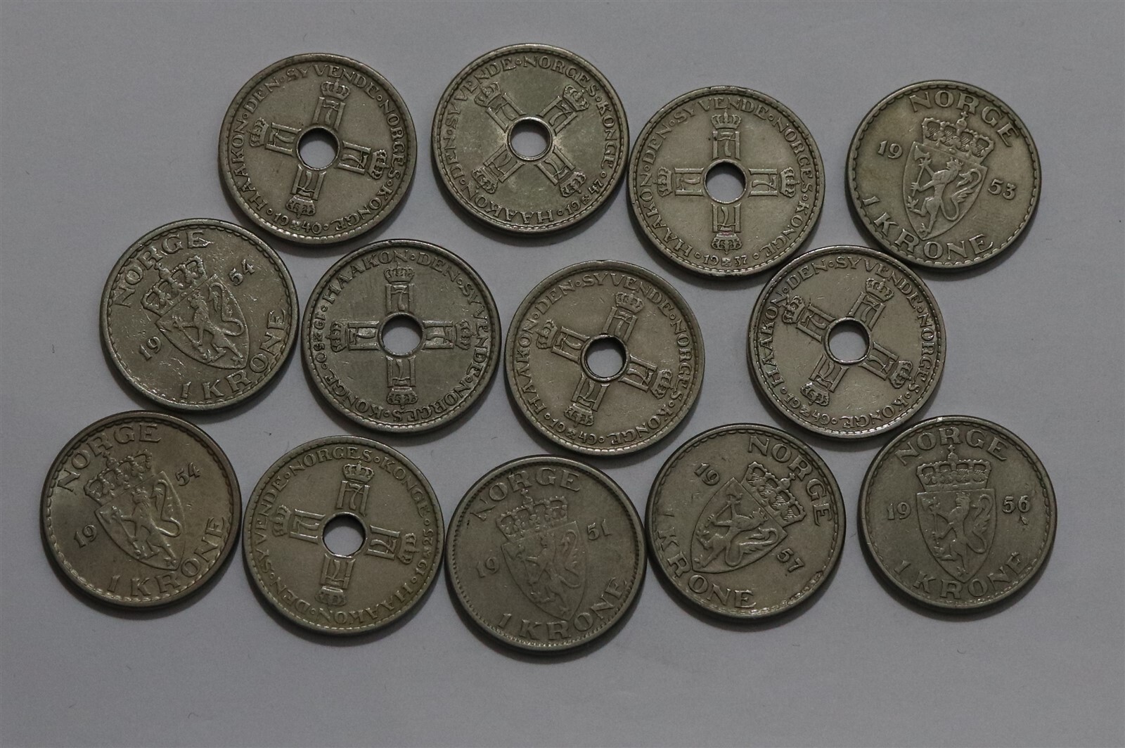 🧭 🇳🇴 NORWAY 1 KRONE OLD COINS COLLECTION B55 #95 XE34