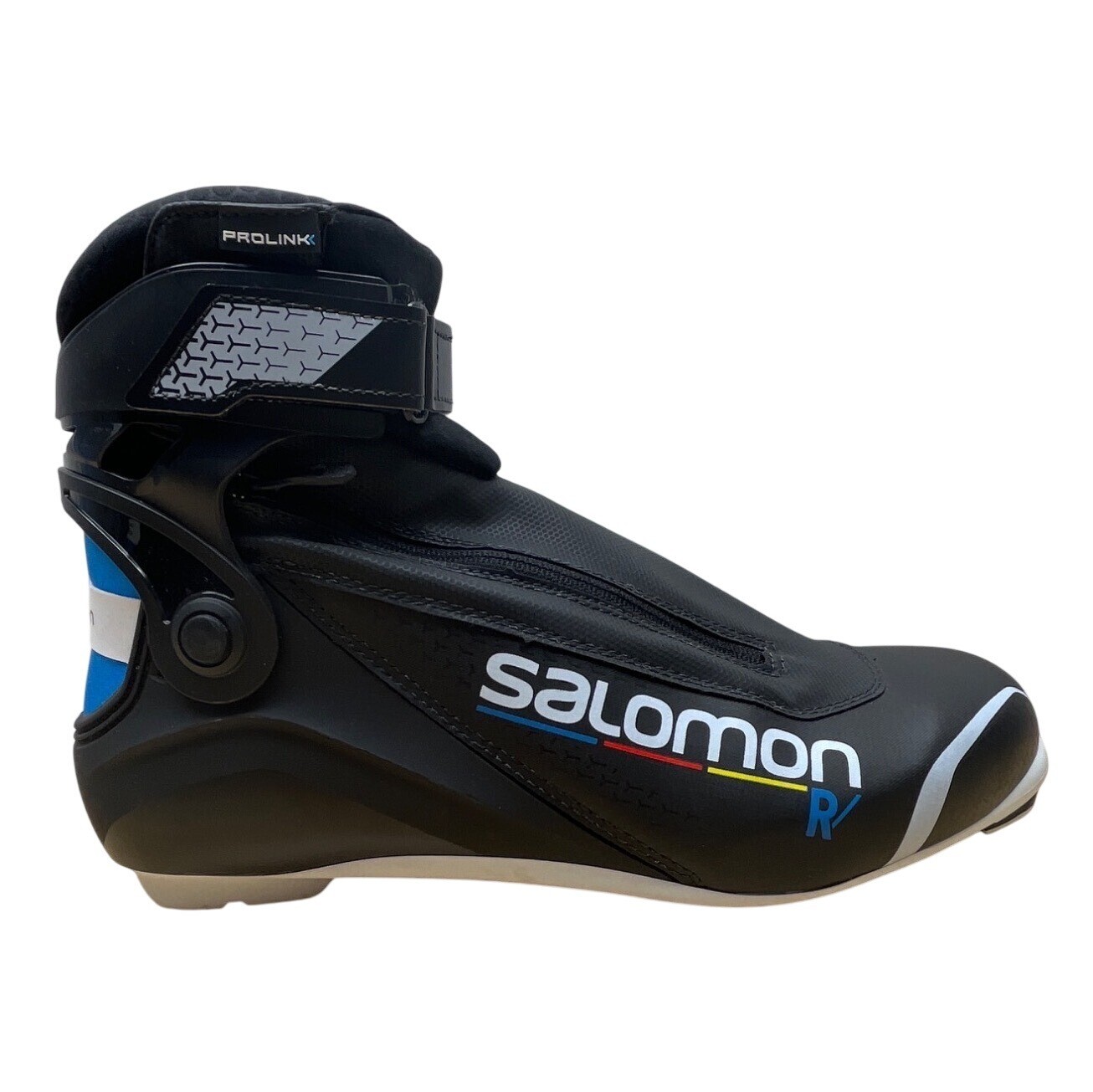 Scarponi da sci di fondo Salomon neri con accenti bianchi e blu R Prolink taglia 13