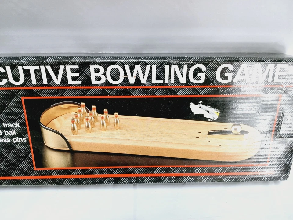 1990's Desktop EXECUTIVE BOWLING GAME=Gold plated ball/track=10 Brass Pins - Image 3 of 4