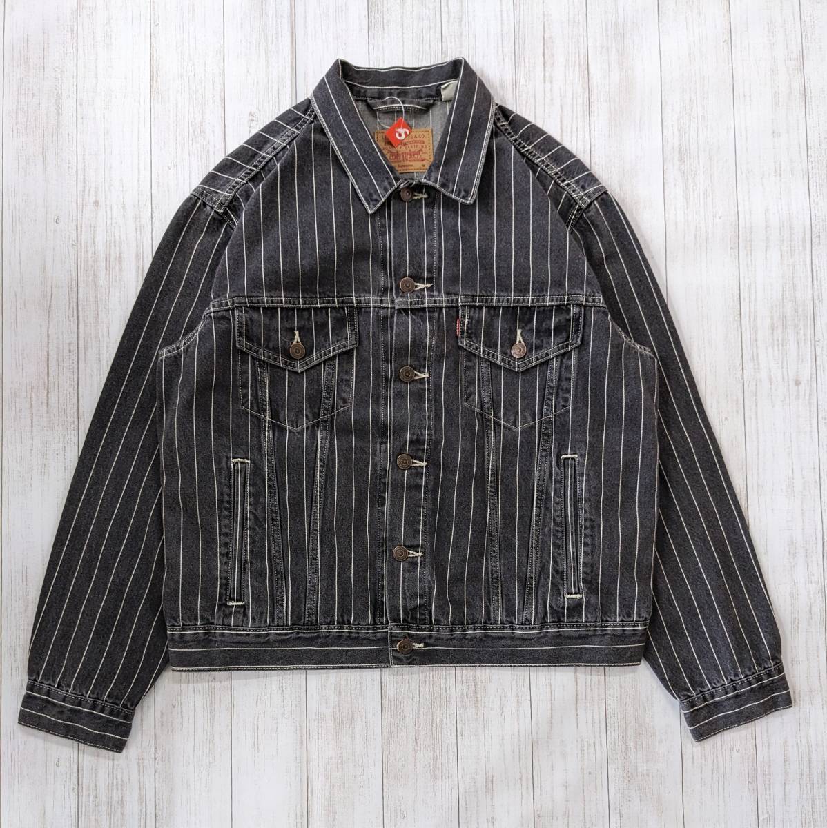 Supreme x Levi's 18SS Pinstripe Trucker Jacket Pinstripe Supreme x Levi's 18SS Pinstripe Trucker Jacket Pinstripe
