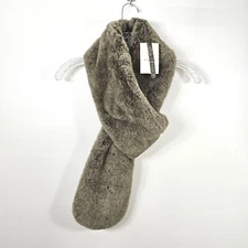 ASPEN Brown Faux Fur Winter Neck Pull Pass Through Loop Wrap Super Solf Scarf