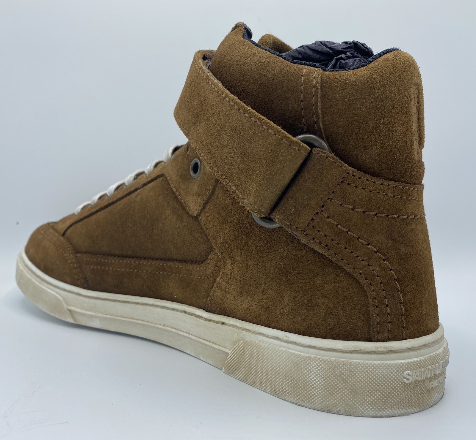 Sneakers alte Saint Laurent in camoscio kaki Soho $900 taglia US 15 Made in Italy