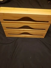 Wrap Dispenser 3 In 1 with Cutter Plastic Wrap Aluminum Foil and Wax Paper Wood