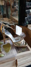 KIMEL GOLD METALIC STRAPPY SANDLE STILETO HEELS BONNIE SMITH ERA 1979 7.5 M DISC