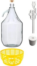 5L Glasflasche Glasgärballon Set Korbflasche + Gummistopfen + Gärrohr Weinballon