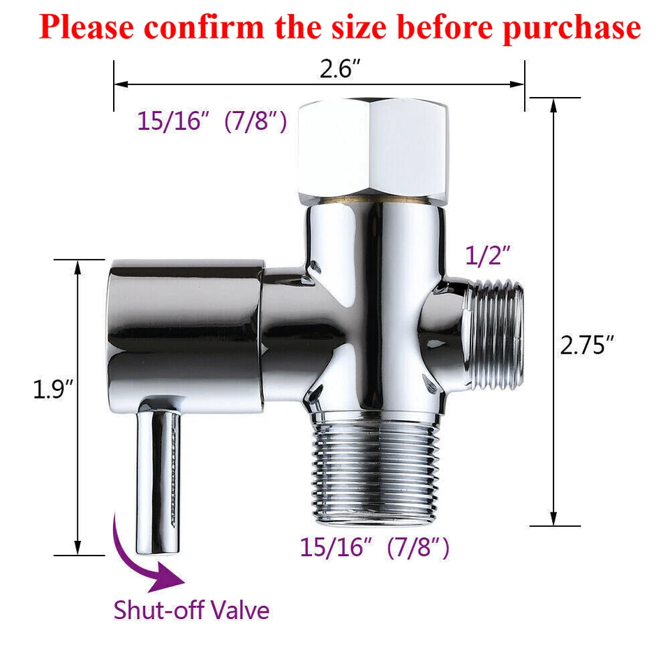 Toilet Shattaf Adapter Hose Bidet Spray Stainless Steel Handheld Shower Head US - Image 2 of 4
