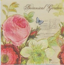 TWO Individual Napkins Roses Flowers Garden Lunch for Decoupage 85