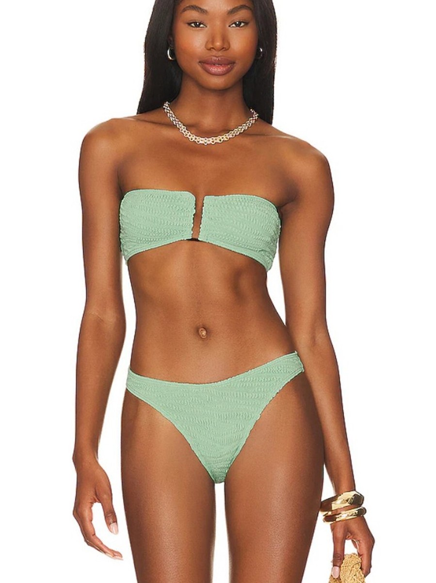 green bandeau swimsuit