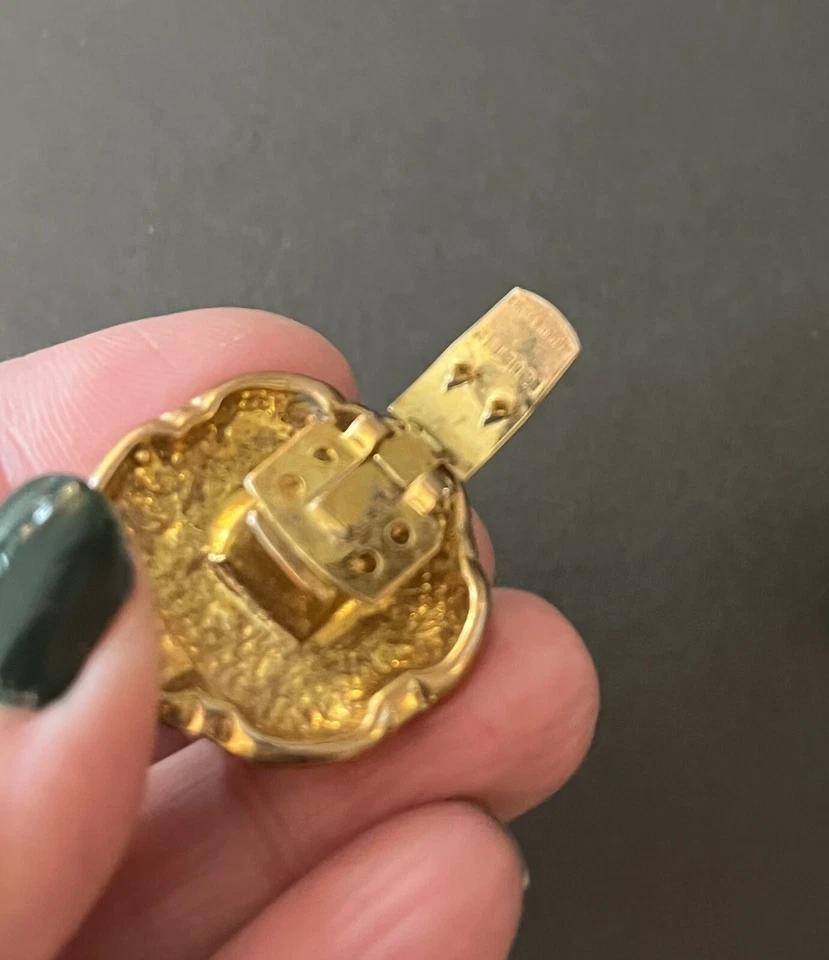 Cabochão de vidro vintage clipes de sapato brilho lua espelho tom dourado anos 80 glamour divertido - Imagem 4 de 4