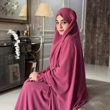 2Pcs Sets Abaya Women Muslim Long Robe Overhead Khimar Kaftan Burka Niqab Prayer