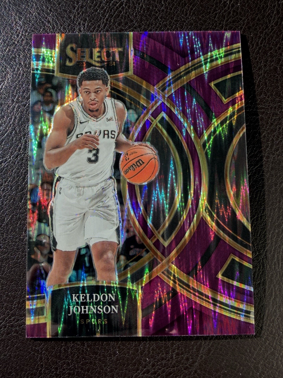 Keldon Johnson 2023-24 Panini Select Purple Flash Prizm Parallel Serial /175