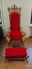 Thron, Königsthron, Barocksessel, Sessel rot-gold