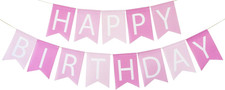 Pink Happy Birthday Banner for Girls/Women
