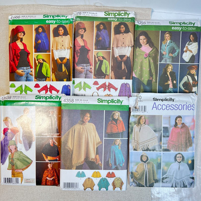 U Pick Simplicity Sewing Patterns Stoles, Wraps, Capes, Ponchos, Hats UNCUT