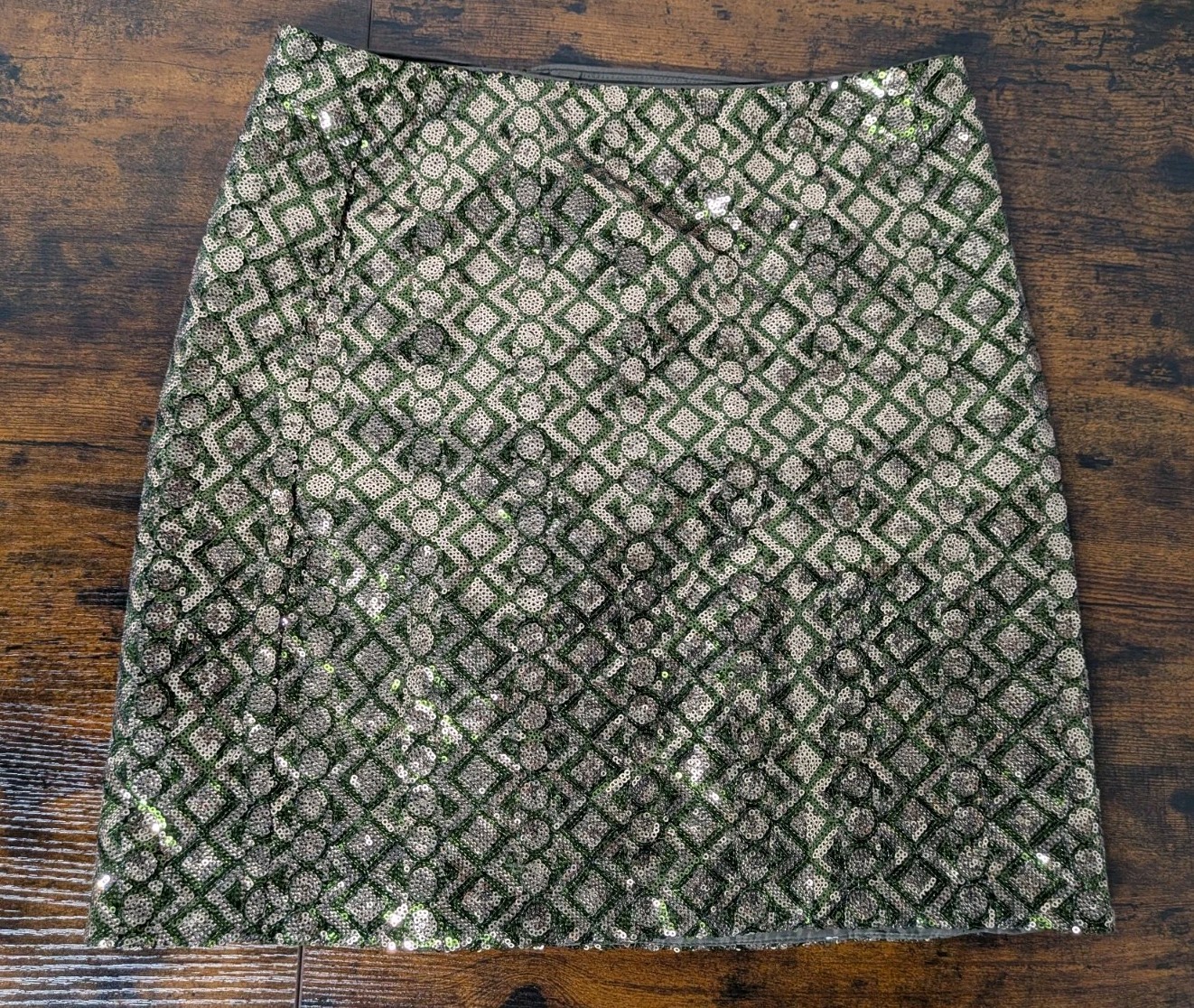 Banana Republic Green And Gold Sequin Mini Skirt Size 4