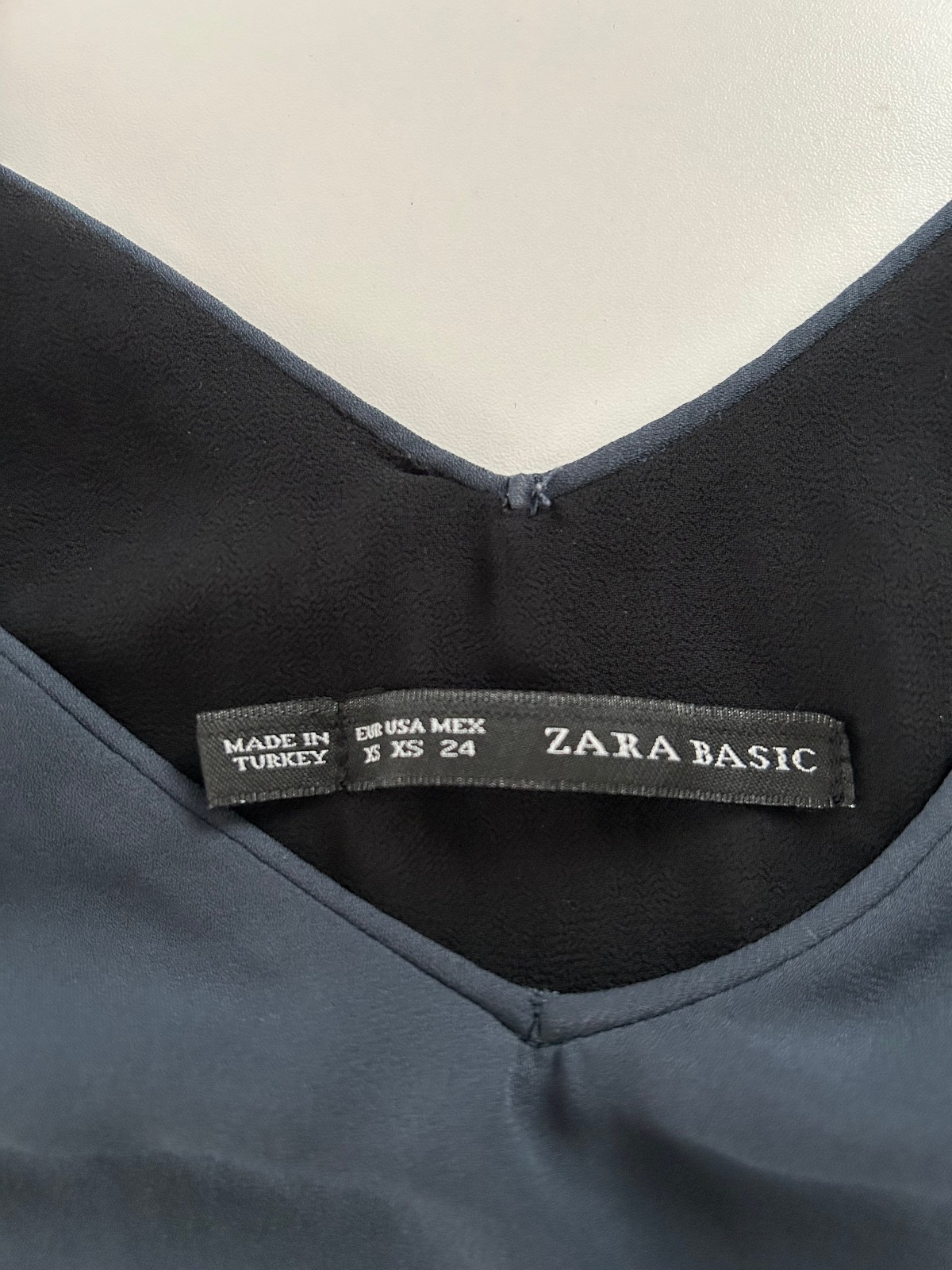 Zara Basic Black Spaghetti Strap Straight Line V … - image 3