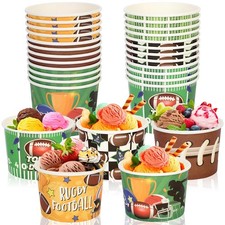 HOWAF 24pcs Football Snack Bowl Disposable Paper Cup Birthday Ice Cream Bowls