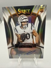 Chase Brown 2023 Panini Select Rookie Signatures White Prizm Auto /35 Bengals