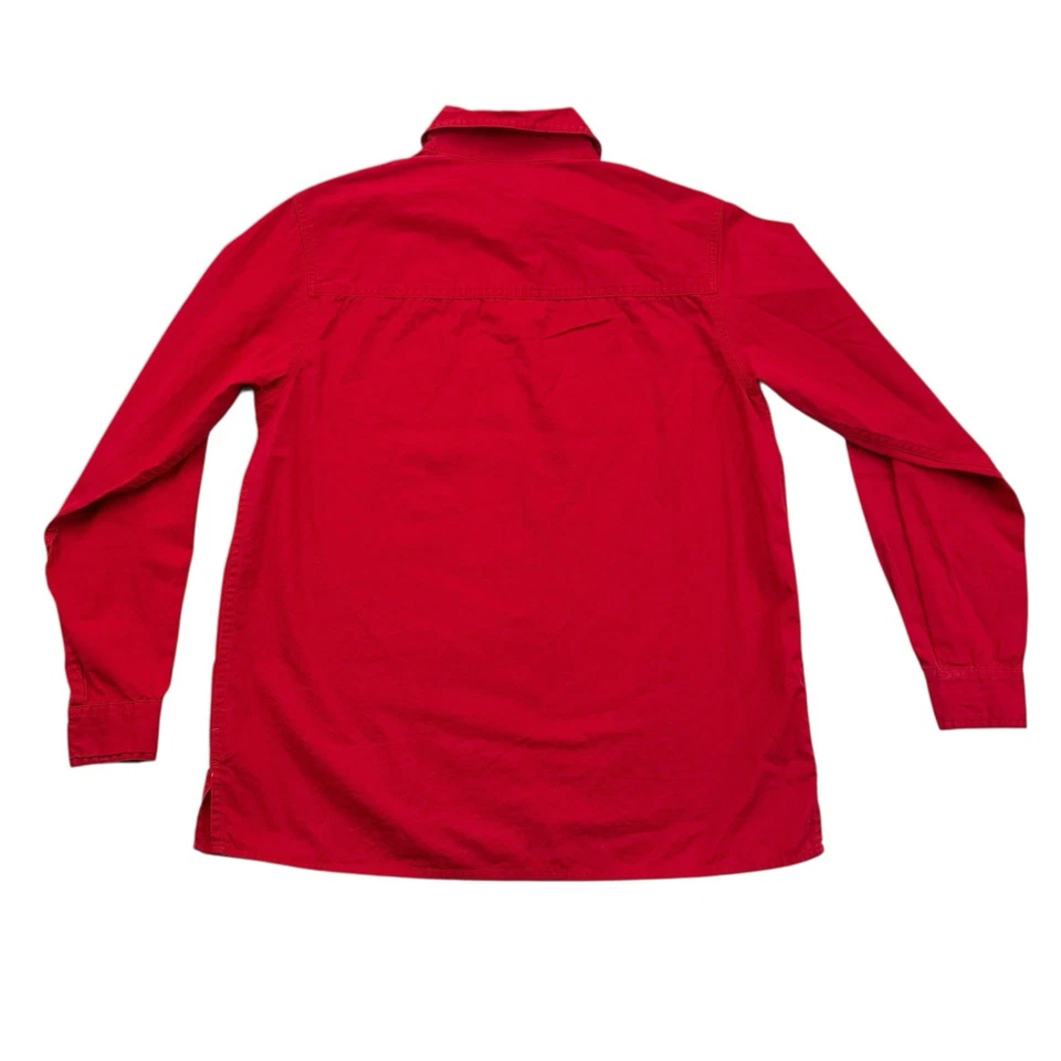 Винтажная рождественская рубашка женская маленькая S красный олень на пуговицах с длинным рукавом - Изображение 2 из 4