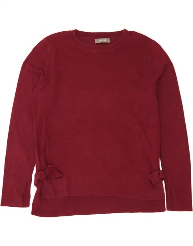 OASIS Womens Crew Neck Jumper Sweater UK 14 Medium Burgundy Cotton BY25 - Picture 1 of 3