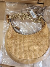 Eric Javits Croissant Raffia Crossbody Bag Butterscotch