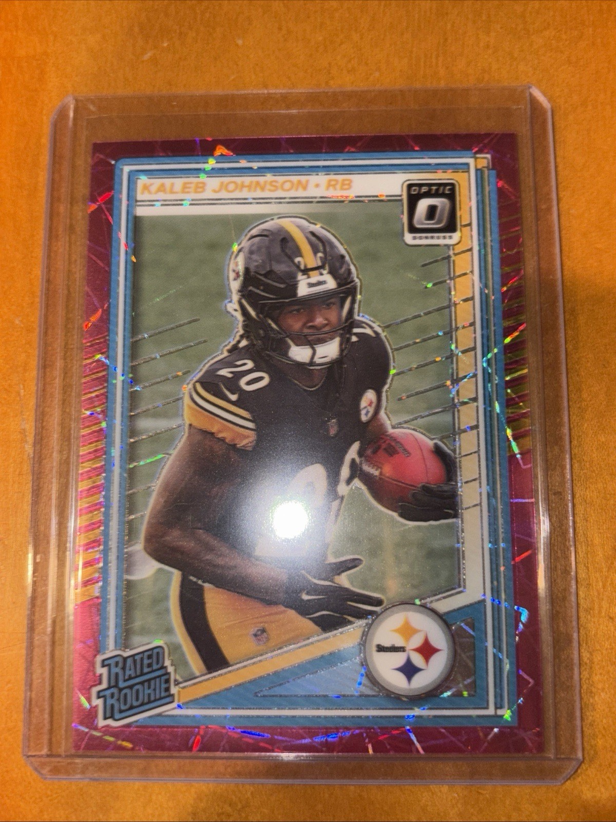 2025 Panini Optic - Rated Rookie Kaleb Johnson #232 Pink Velocity Prizm /99 RC