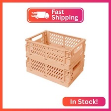 Tobeso-Nuoze Mini Pastel Plastic Storage Baskets 2 Pack, Collapsible Crates