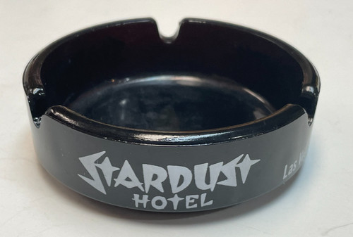 Vintage 3.5" Black Glass Vintage Stardust Hotel Ashtray Las Vegas Casino Resort