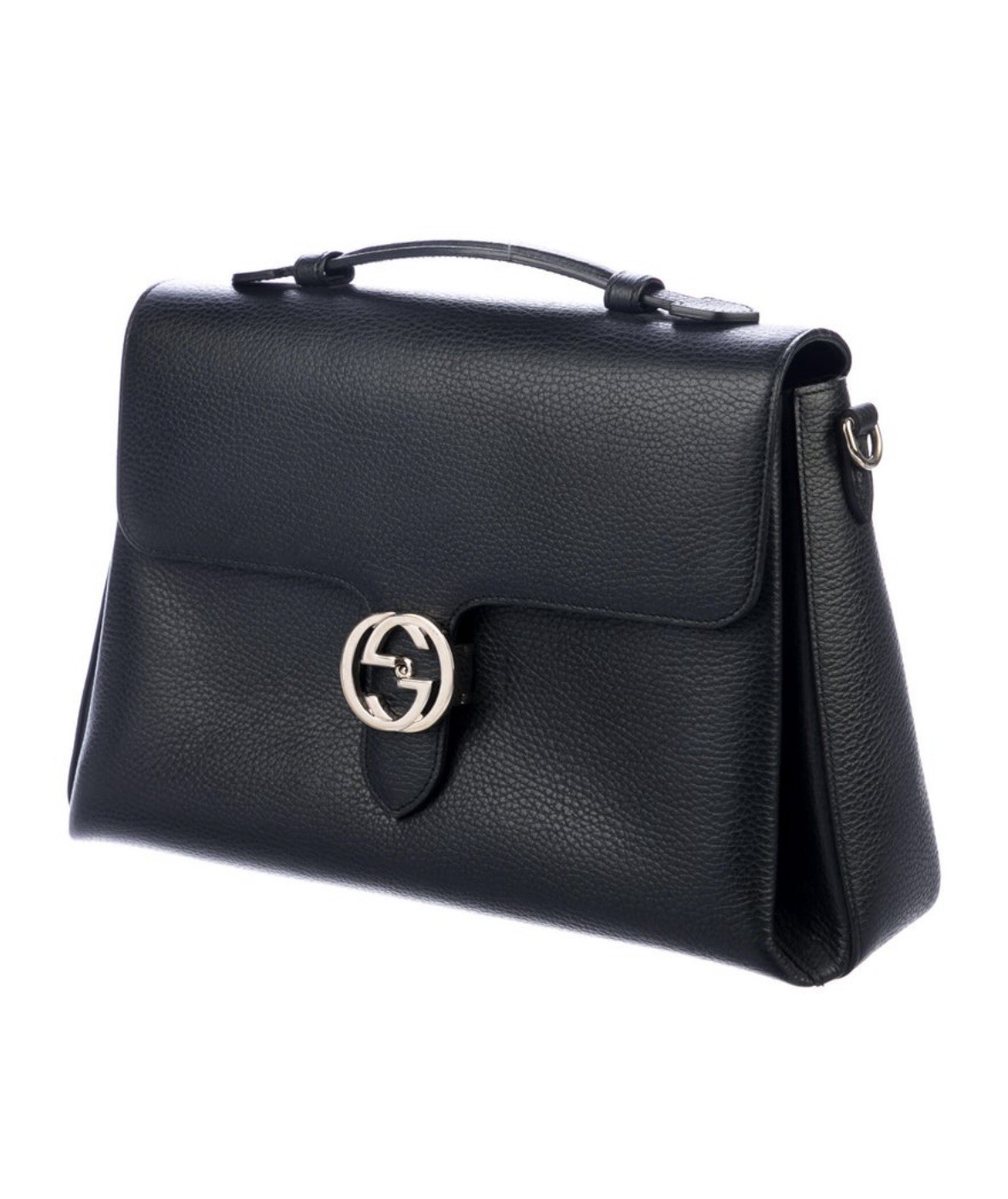 Gucci Black  Large Interlocking GG Shoulder / Top… - image 1