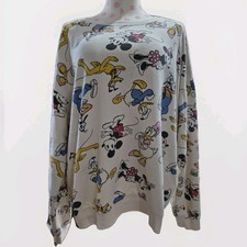 Vintage Disney All Over Print Sweatshirt Mickey Minnie Donald Pluto Goofy Daisy