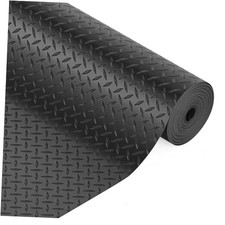 Garage Floor Mat, Diamond Plate PVC Flooring Roll Thickened 7.5 X 17 FT Black