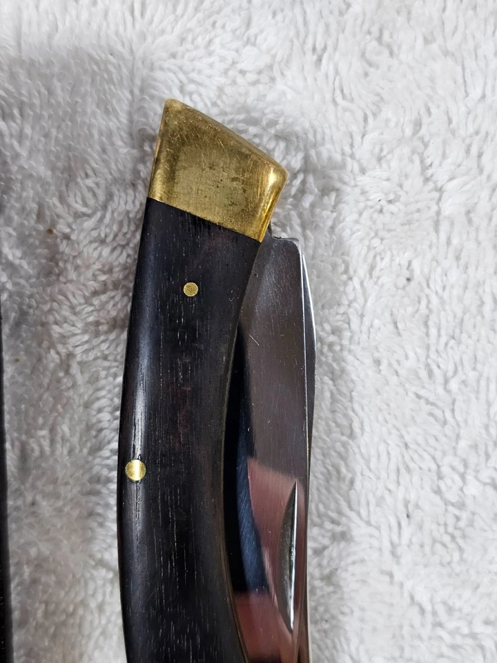 Cuchillo de caza plegable Browning 503 de colección Japón 3 hojas con funda de cuero EE. UU. Foto 4 de 4