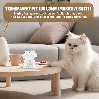 Pet Fur Keepsake Bottle Pet Cat Hair Storage Jar Kawaii Paw K1L8 Cat Shape B7Q5