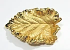 VTG SIGNED NAPIER LEAF Brooch textured brushed gold tone metal costume jewelry