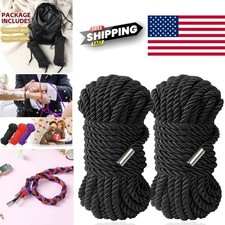 Soft Silk Bondage Restraints 32 Feet Rope Set Black for Camping and Fun