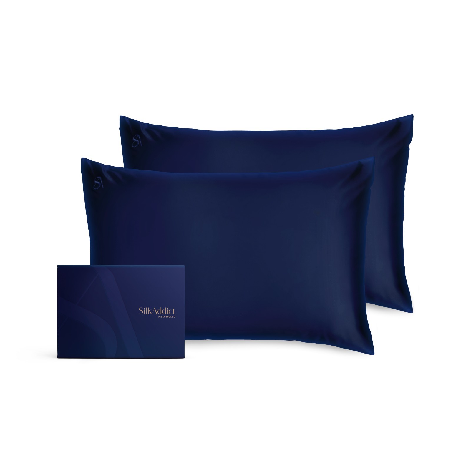 Silk Addict:Silk Addict 100% Mulberry Silk Pillowcase Twinpack – Navy