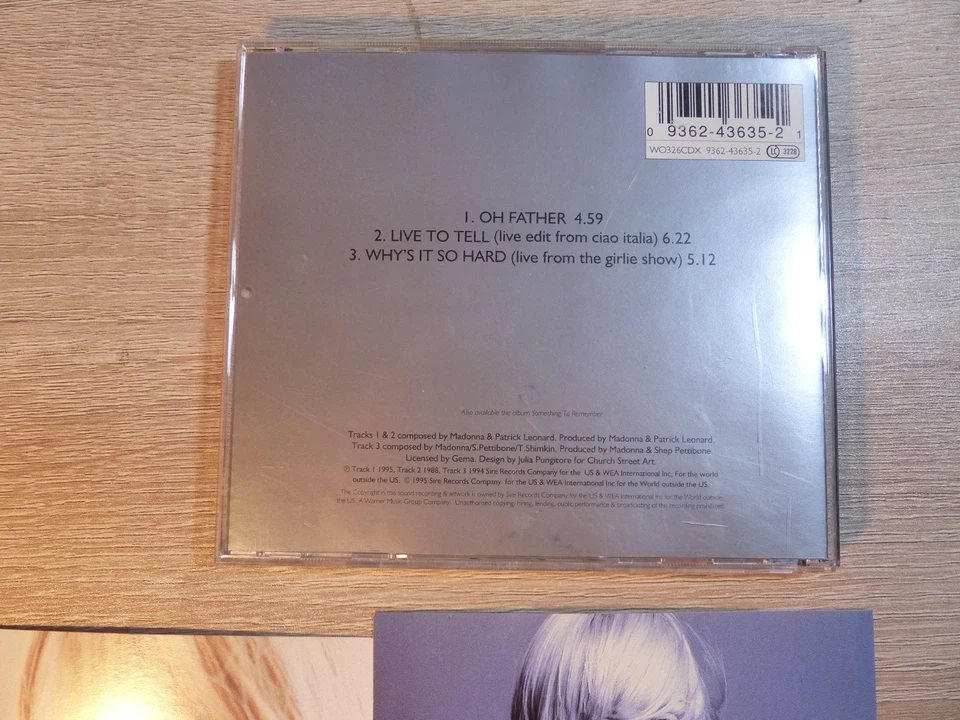 Madonna:  Oh Father -CD Single LTD Edition+ postcards - UK 1995  WO326CDX - Image 2 of 2